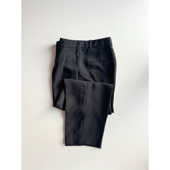 Aritzia WILFRED Carrot Black Crepe Tapered Leg Pleated Trousers Pants, Size 10 - Picture 1 of 14